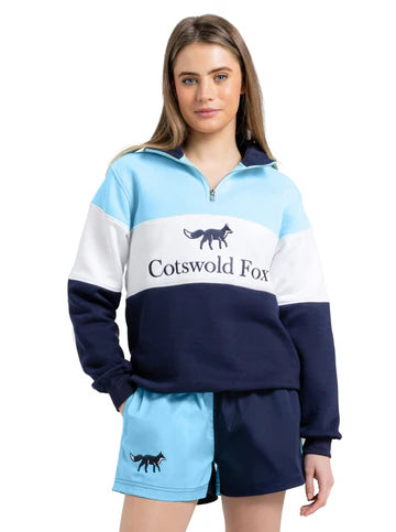 Cotswold Fox Cirencester Unisex Quarter Zip in Cornflower Blue