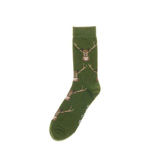 Shuttle Socks Gamekeeper Green Stag Crew Socks Adult 8-12