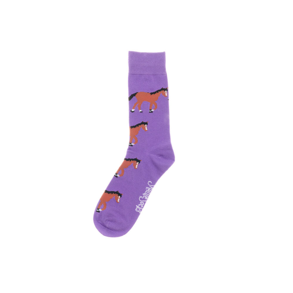 Shuttle Socks - Horse Crew Socks in Purple - Adult 3-7