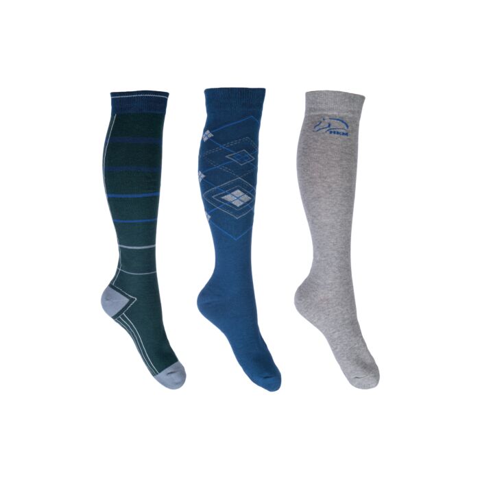 HKM Long Socks Byran in Green, Blue & Grey